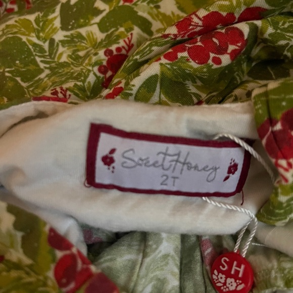 Sweet Honey NWT Leggy Romper Holly Berry print 2T - Picture 2 of 2